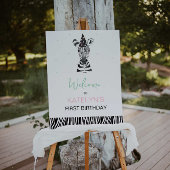 ゼブラ動物の誕生日パーティー歓迎サイン ポスター