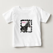 ゼブラ動物園の動物のベビーガールTシャツ ベビーTシャツ (正面)