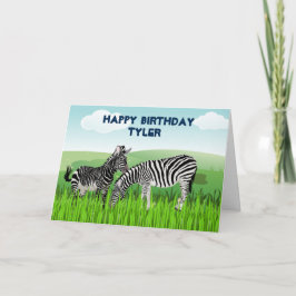 ゼブラ動物園の動物の誕生日カード(男の子用) カード