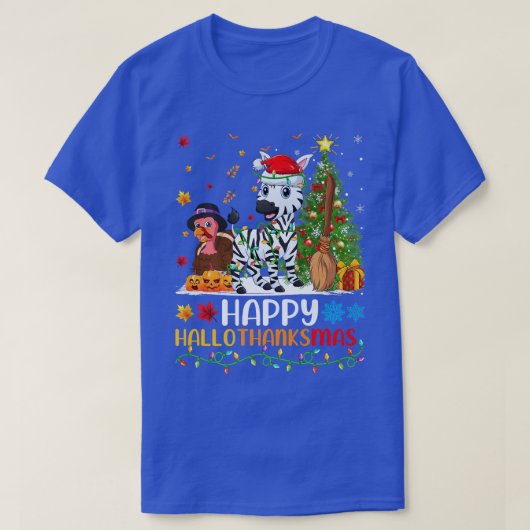 ゼブラ動物愛好家おもしろいハッピーゼブラHelloThanksMa Tシャツ (デザイン正面)
