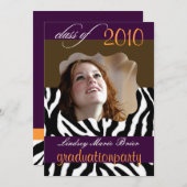 ゼブラ卒業招待状写真/プラム 招待状 (正面/裏面)