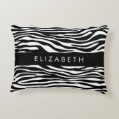ゼブラ印ストライプ刷,白黒,あなたの名前 アクセントクッション (裏面)