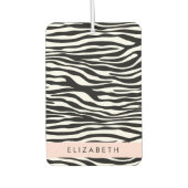 ゼブラ印ストライプ刷，白黒，あなたの名前 カーエアーフレッシュナー (正面)