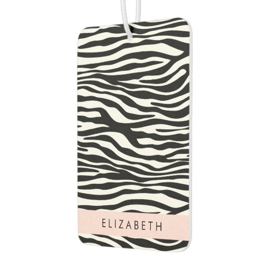 ゼブラ印ストライプ刷，白黒，あなたの名前 カーエアーフレッシュナー (左)