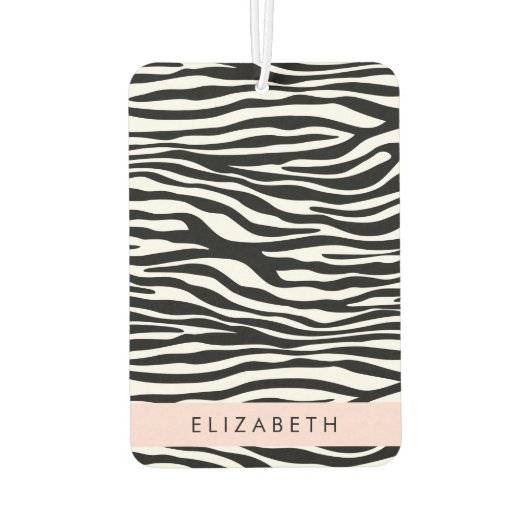 ゼブラ印ストライプ刷，白黒，あなたの名前 カーエアーフレッシュナー (裏面)