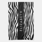 ゼブラ印ストライプ刷,白黒,あなたの名前 キッチンタオル (縦)