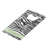 ゼブラ印ストライプ刷,白黒,あなたの名前 クレジットカード栓抜き (正面アングル)