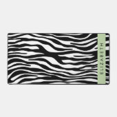 ゼブラ印ストライプ刷,白黒,あなたの名前 デスクマット (正面)