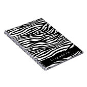 ゼブラ印ストライプ刷,白黒,あなたの名前 ノートブック (右側)