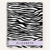 ゼブラ印ストライプ刷，白黒，あなたの名前 ノートブック (正面)