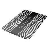 ゼブラ印ストライプ刷,白黒,あなたの名前 バスマット (アングル)