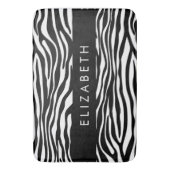 ゼブラ印ストライプ刷,白黒,あなたの名前 バスマット (正面縦)