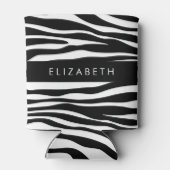 ゼブラ印ストライプ刷，白黒，あなたの名前 缶クーラー (裏面)