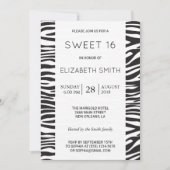 ゼブラ印ストライプ刷,,白黒,甘い16 招待状 (正面)