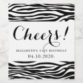 ゼブラ印ストライプ刷，誕生日 ワインラベル (シングルラベル)