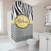 ゼブラ印刷とドットパターン シャワーカーテン (インサイチュ)