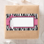 ゼブラ印刷とホットピンクのアクセント名タグ ラベル (インサイチュ)