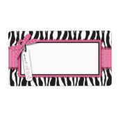 ゼブラ印刷とホットピンクのアクセント名タグ ラベル (正面)