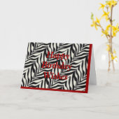 ゼブラ印刷のバースデーカード – カスタマイズ任意の大事な行事 カード (黄色い花)