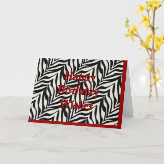 ゼブラ印刷のバースデーカード – カスタマイズ任意の大事な行事 カード (黄色い花)