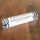ゼブラ印刷の白黒パタストライプーン デスクネームプレート (側面)