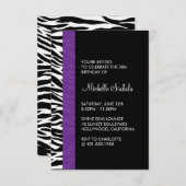 ゼブラ印刷の誕生日パーティー 招待状 (正面/裏面)