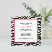 ゼブラ印刷の誕生日パーティー 招待状 (スタンド正面)