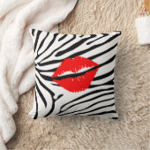 ゼブラ印刷の赤い口紅ガーリー クッション (ブランケット)