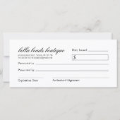 ゼブラ印刷ギフト券 (裏面)