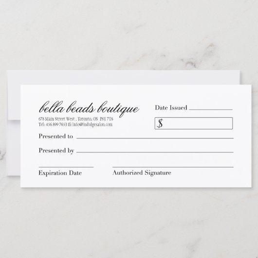 ゼブラ印刷ギフト券 (裏面)