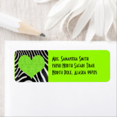 ゼブラ印刷グリーンハート-カスタムアドレス ラベル (インサイチュ)