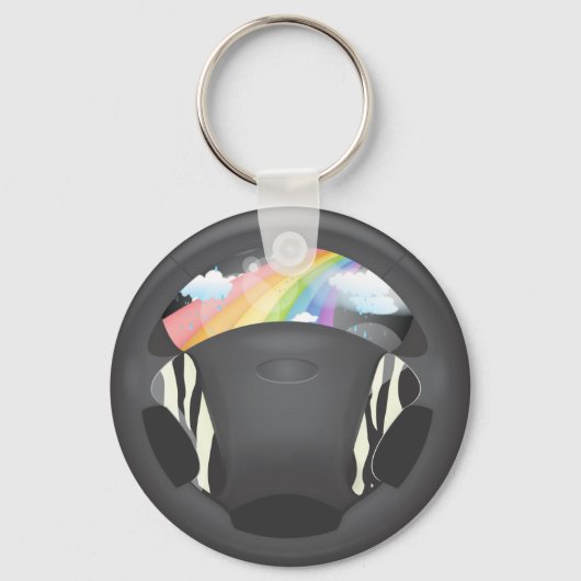 ゼブラ印刷ステアリングホイール キーホルダー (正面)