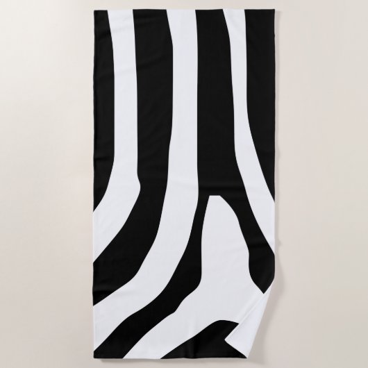 ゼブラ印刷ストライプパターン ビーチタオル (正面)