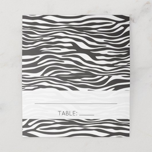 ゼブラ印刷ストライプ、、白黒結婚、 プレイスカード (外部開封)