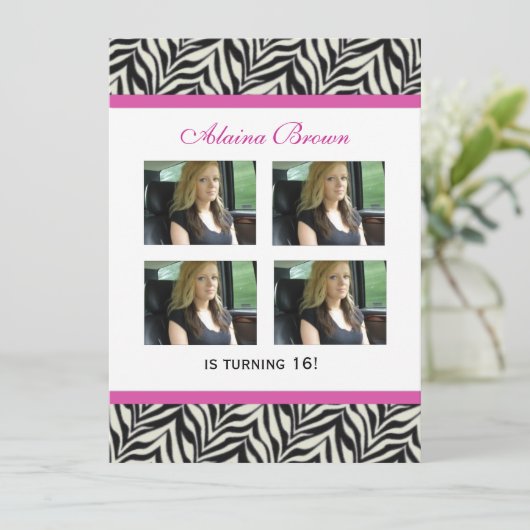 ゼブラ印刷パーティの招待状 招待状 (スタンド正面)