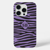 ゼブラ印刷パープルブラックストライプモノグラムの Case-Mate iPhoneケース (裏面)