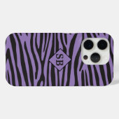 ゼブラ印刷パープルブラックストライプモノグラムの Case-Mate iPhoneケース (裏面 (横))