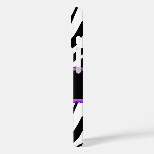 ゼブラ印刷パープルレースモノグラム名 Case-Mate iPhoneケース (裏面 / 左)