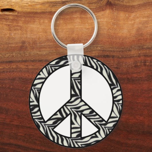 ゼブラ印刷ピース署名キーチェーン キーホルダー (正面)