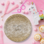 ゼブラ印刷フェイク金ゴールドグリッター ペーパープレート (パーティー)