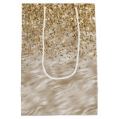 ゼブラ印刷フェイク金ゴールドグリッター ミディアムペーパーバッグ (裏面)