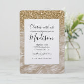 ゼブラ印刷フェイク金ゴールドグリッター 招待状 (スタンド正面)