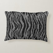 ゼブラ印刷ブラックとグレーシルバー アクセントクッション (裏面)