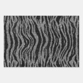 ゼブラ印刷ブラックとティール(緑がかった色)ターコイズとホワイト ラッピングペーパーシート (正面2)