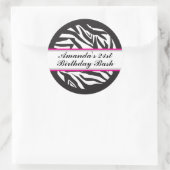 ゼブラ印刷ブラックとホットピンクのクラシックラウンドスティック ラウンドシール (バッグ)