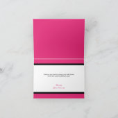 ゼブラ印刷ベビーボトルホットピンクサンキューカード サンキューカード (内部)