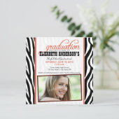 ゼブラ印刷卒業発表（オレンジ） 招待状 (スタンド正面)