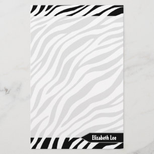 ゼブラ印刷白黒ひな形(Zebra Print Black & White パーソナライズされた St 便箋