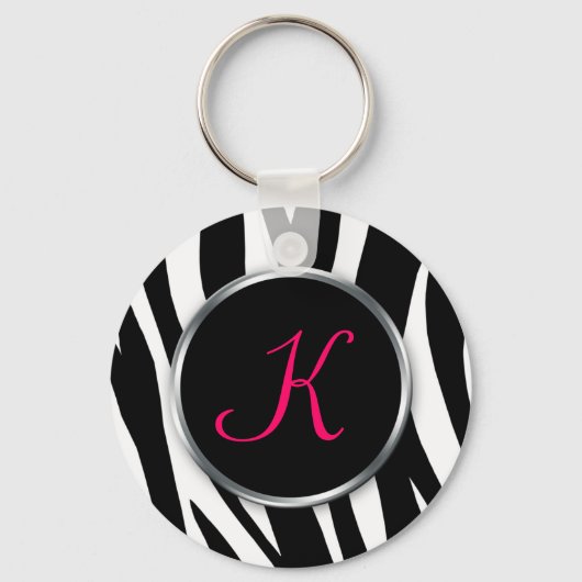 ゼブラ印刷：ベリーモノグラム： Keychain キーホルダー (正面)