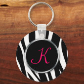 ゼブラ印刷：ベリーモノグラム： Keychain キーホルダー (正面)